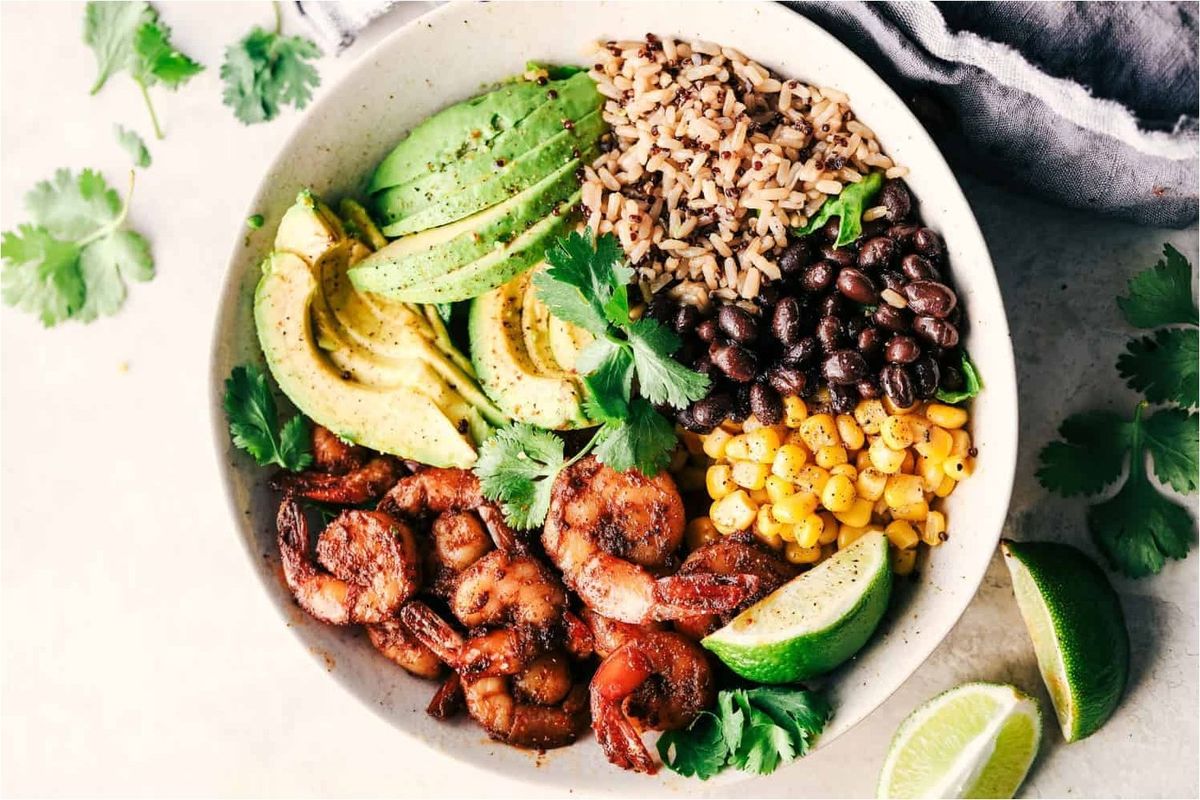 grain-bowl-with-shrimp-avocado-and-black-beans-recipe
